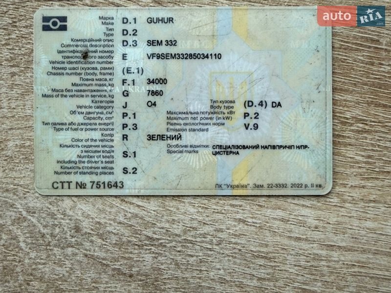 Цистерна Guhur SEM 1985 в Дніпрі