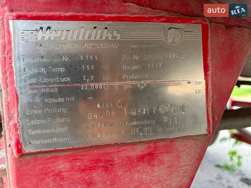 Цистерна полуприцеп Hendricks Goch 2005 в Виннице