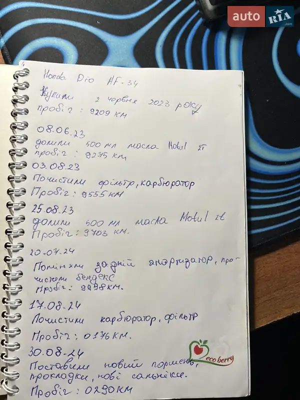 Скутер Honda Dio AF-34 2002 в Городенці документ