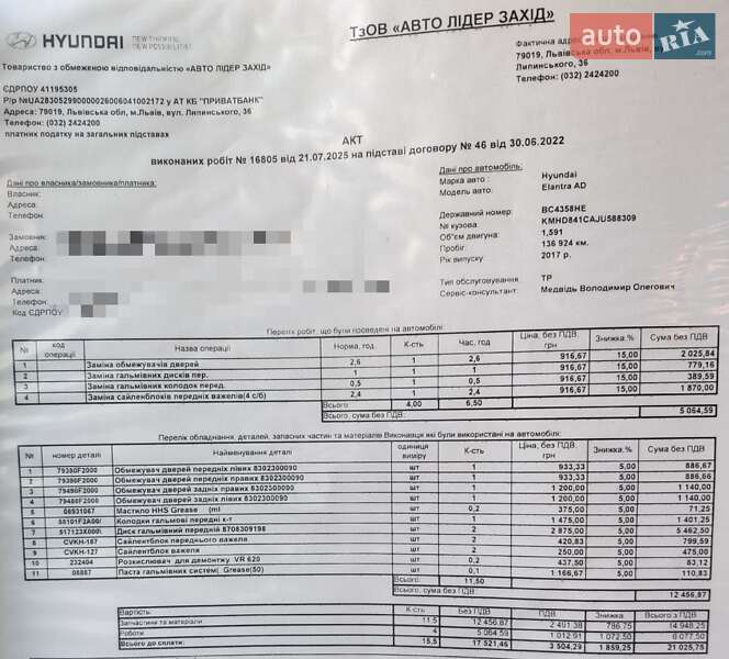 Седан Hyundai Elantra 2018 в Львове