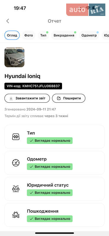 Лифтбек Hyundai Ioniq Electric 2020 в Чернигове