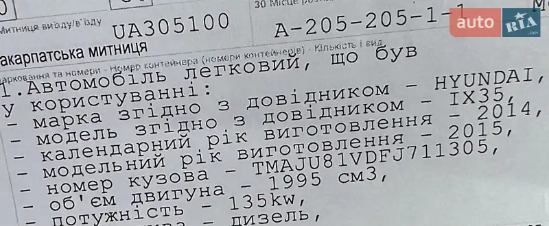Позашляховик / Кросовер Hyundai ix35 2014 в Луцьку документ