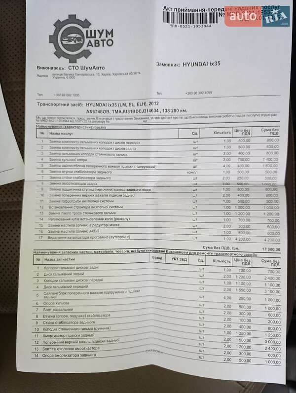 Внедорожник / Кроссовер Hyundai ix35 2012 в Харькове