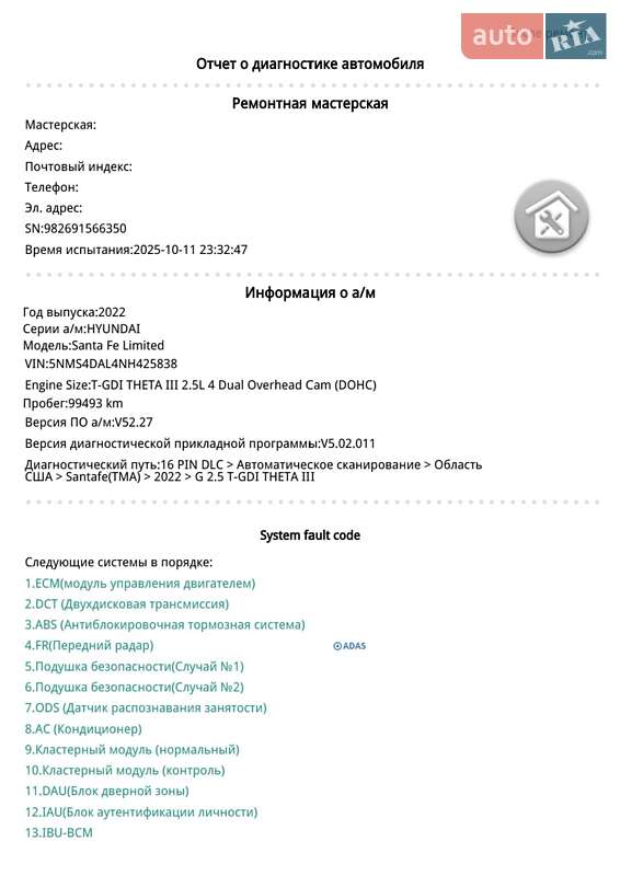 Позашляховик / Кросовер Hyundai Santa FE 2022 в Києві