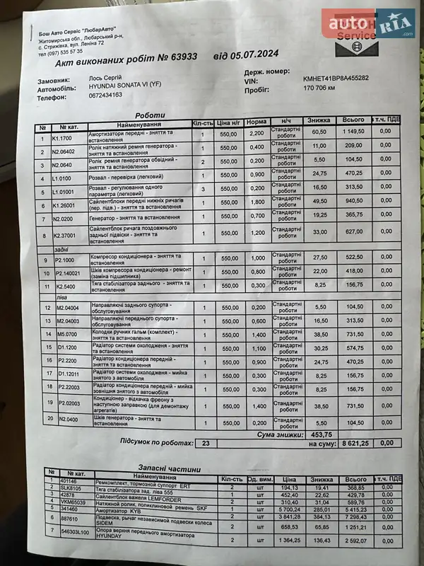 Седан Hyundai Sonata 2007 в Киеве документ