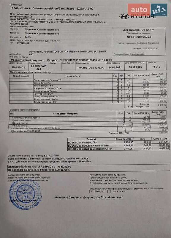 Позашляховик / Кросовер Hyundai Tucson 2021 в Києві