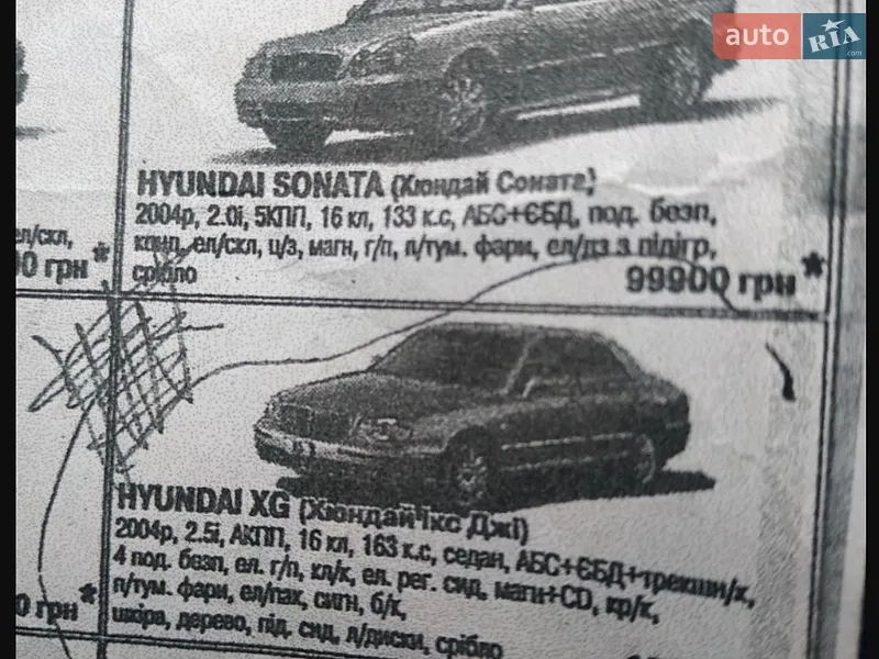 Седан Hyundai XG 2004 в Сумах документ