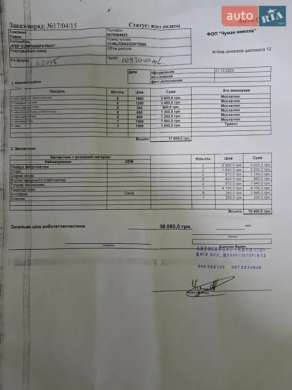 Внедорожник / Кроссовер Jeep Compass 2015 в Киеве документ