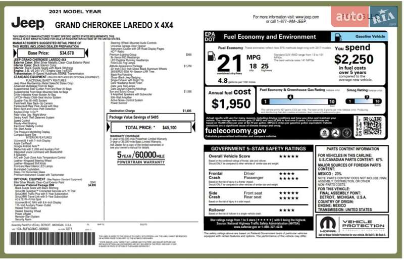 Внедорожник / Кроссовер Jeep Grand Cherokee 2020 в Кривом Роге фото 17 Внедорожник / Кроссовер Jeep Grand Cherokee 2020 в Кривом Роге