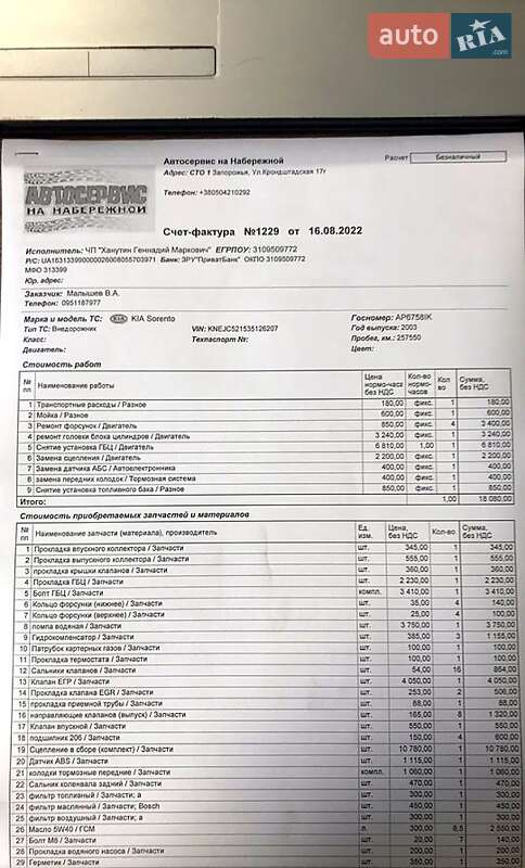 Позашляховик / Кросовер Kia Sorento 2003 в Києві