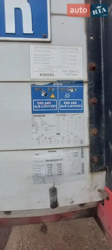 Тентованный борт (штора) - полуприцеп Kogel SN 24 2007 в Иршаве документ