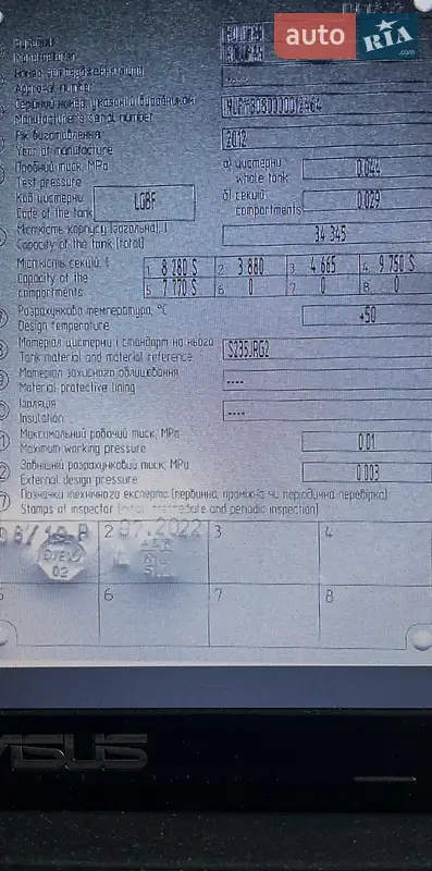 Цистерна полуприцеп Koluman SDDU27 2012 в Вышгороде документ