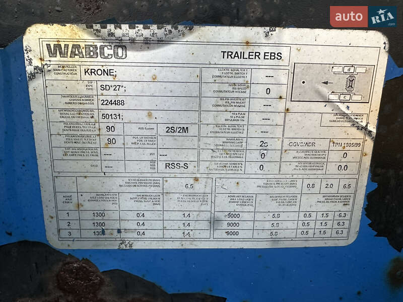 Контейнеровоз полуприцеп Krone SDC 27 2004 в Иршаве