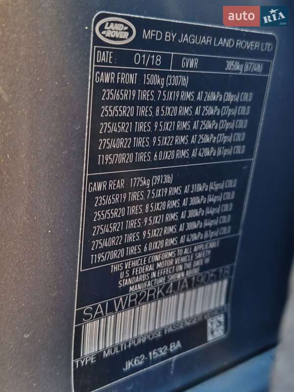 Внедорожник / Кроссовер Land Rover Range Rover Sport 2018 в Киеве