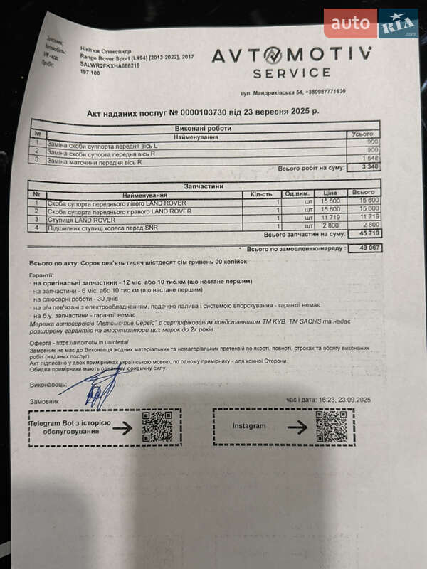 Внедорожник / Кроссовер Land Rover Range Rover Sport 2017 в Днепре