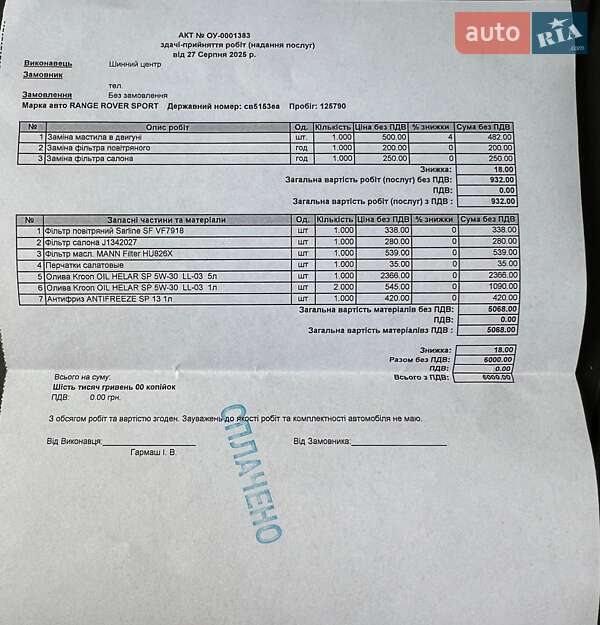 Внедорожник / Кроссовер Land Rover Range Rover Sport 2017 в Чернигове