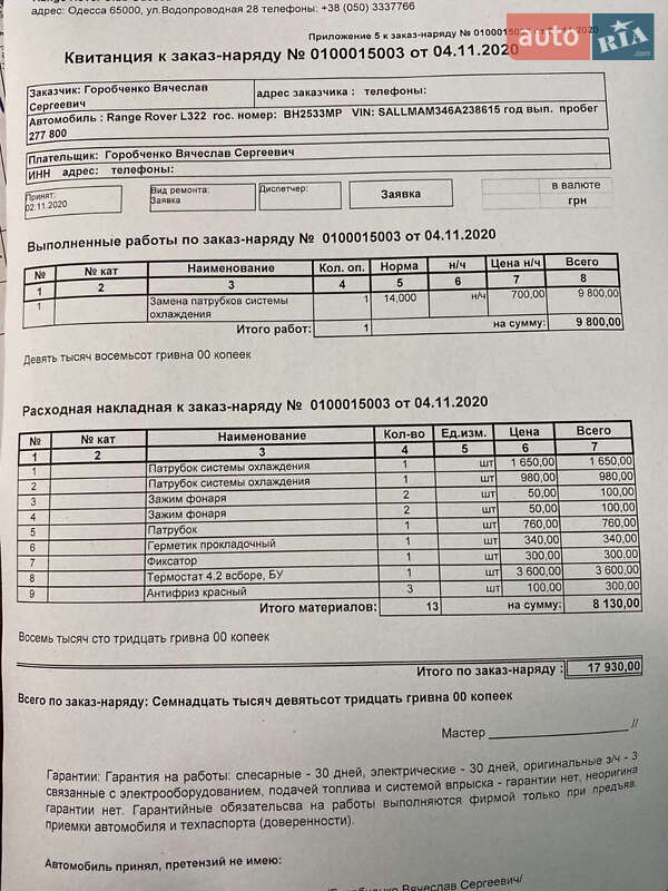 Внедорожник / Кроссовер Land Rover Range Rover 2006 в Одессе