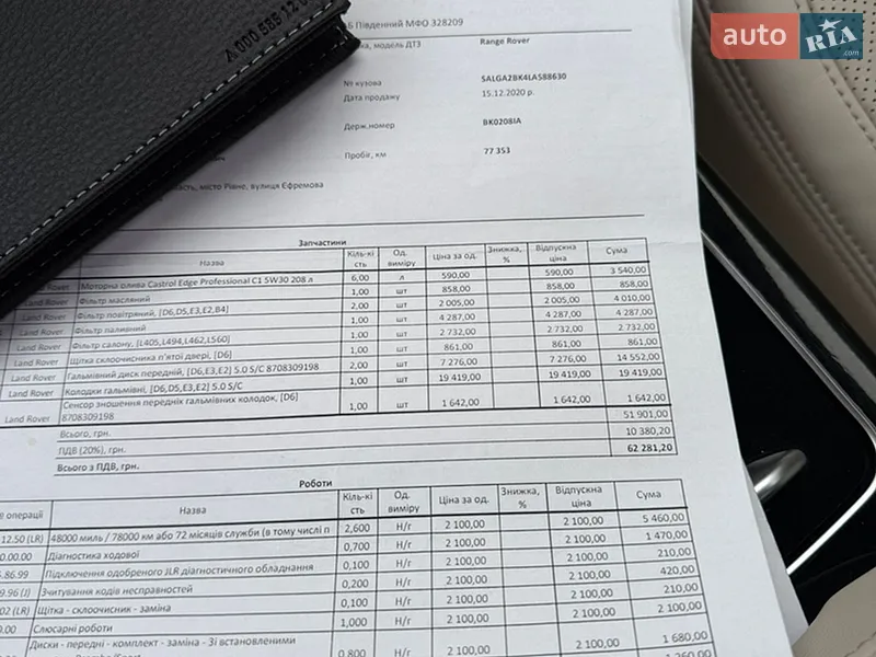 Внедорожник / Кроссовер Land Rover Range Rover 2020 в Ровно документ
