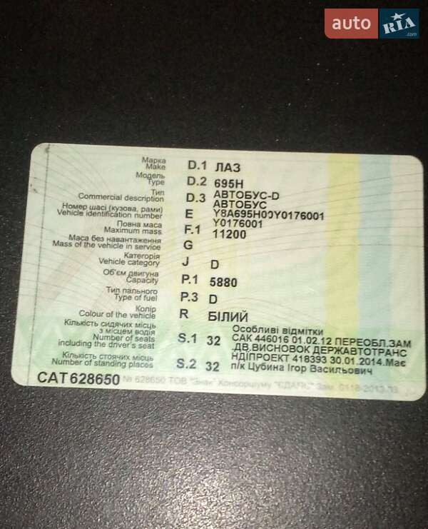 Пригородный автобус ЛАЗ 695 2000 в Ужгороде