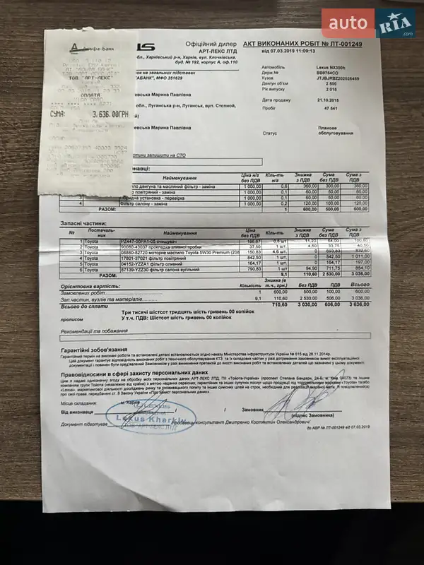 Внедорожник / Кроссовер Lexus NX 2015 в Киеве документ