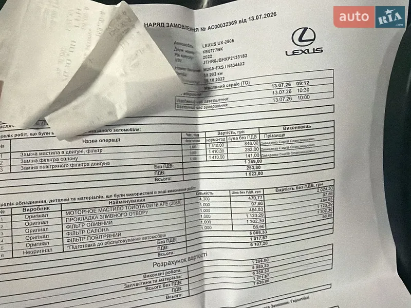 Позашляховик / Кросовер Lexus UX 2022 в Києві документ