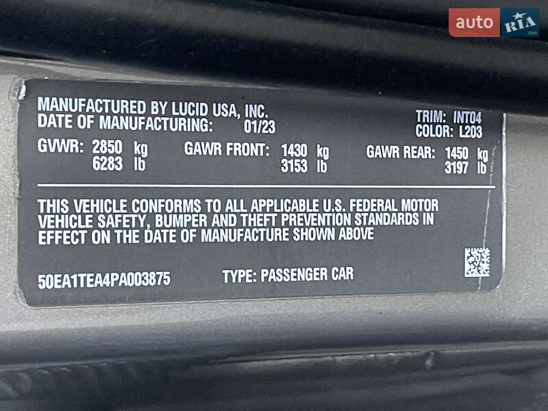 Седан Lucid Air 2023 в Киеве фото 14 Седан Lucid Air 2023 в Киеве