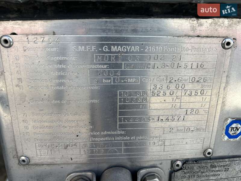 Цистерна полуприцеп Magyar S34SDC1NE 2004 в Днепре