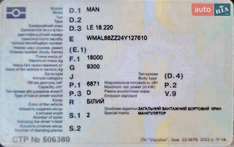 Кран-манипулятор MAN LE 18.220 2004 в Львове