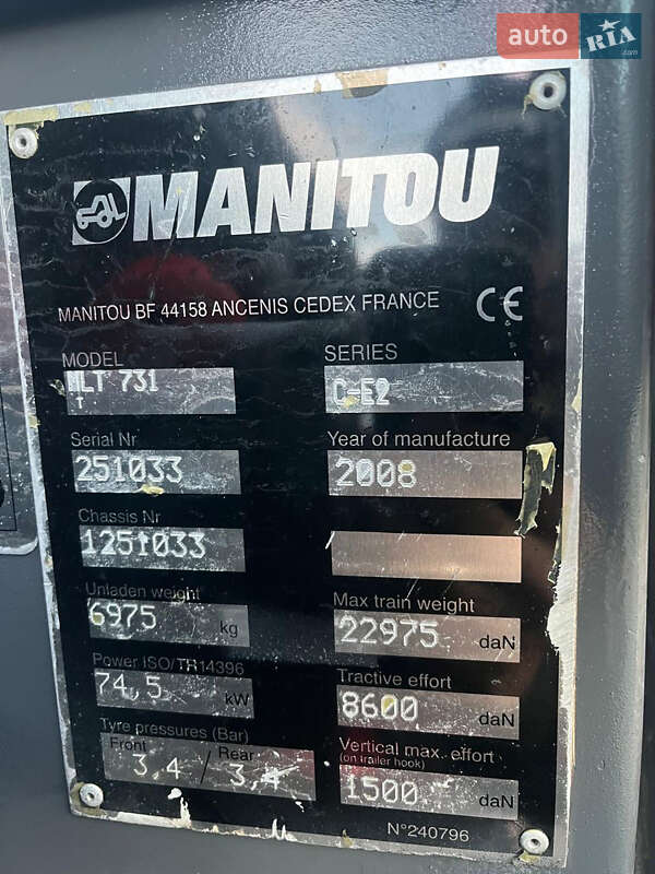 Телескопічні навантажувачі Manitou MLT 731T 2008 в Ратному