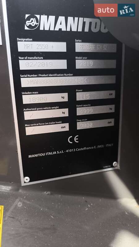 Подъемник телескопический Manitou MRT 2550 2019 в Житомире