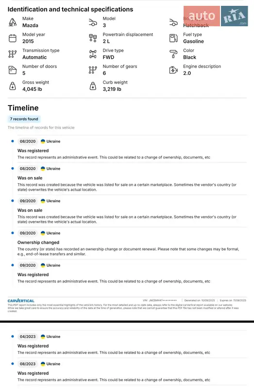 Хэтчбек Mazda 3 2015 в Киеве документ 8 фото Хэтчбек Mazda 3 2015 в Киеве документ