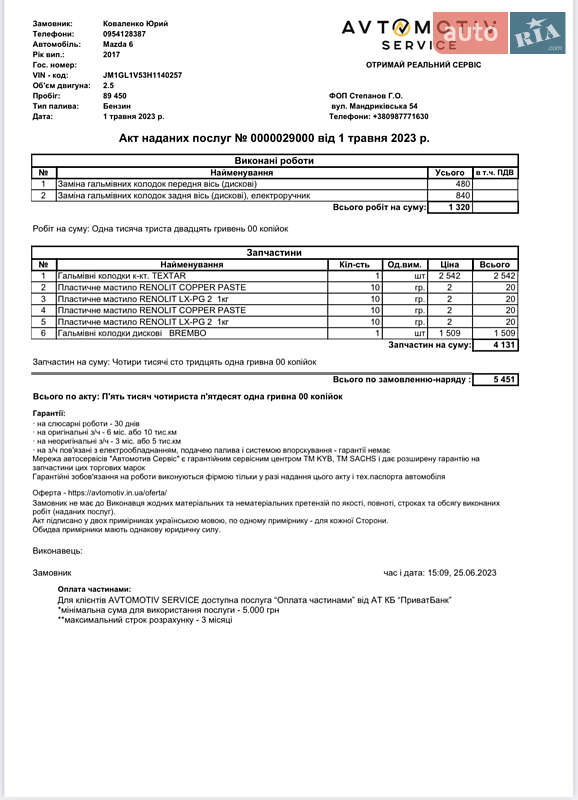 Седан Mazda 6 2017 в Днепре