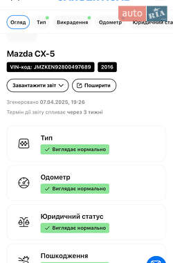 Позашляховик / Кросовер Mazda CX-5 2016 в 