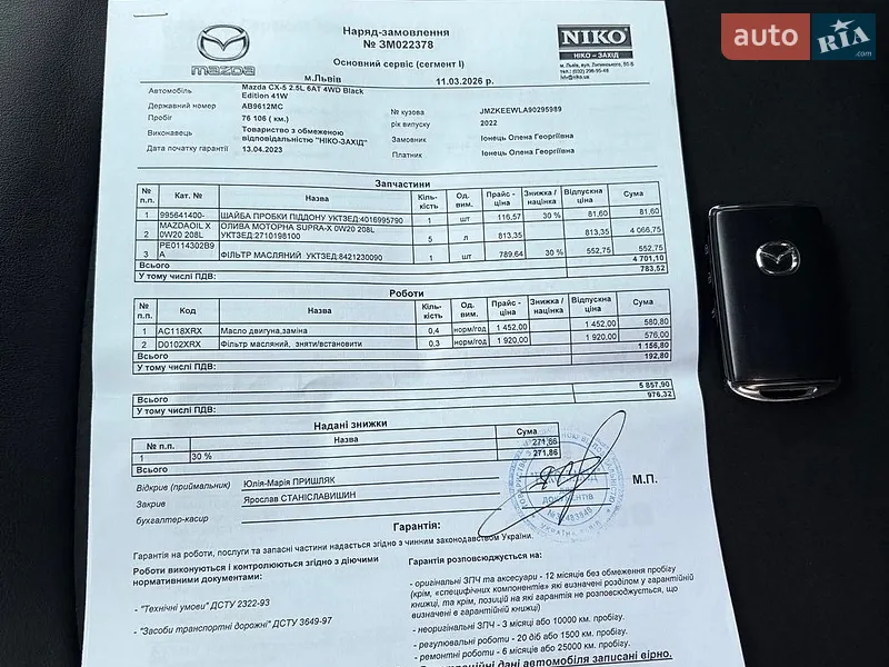 Внедорожник / Кроссовер Mazda CX-5 2022 в Стрые документ 4 фото Внедорожник / Кроссовер Mazda CX-5 2022 в Стрые документ