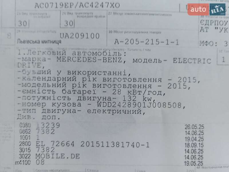 Хетчбек Mercedes-Benz B-Class 2015 в Луцьку
