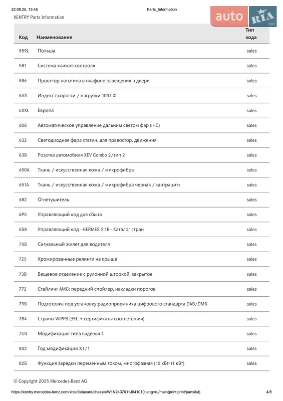 Хетчбек Mercedes-Benz EQA 2022 в Києві документ