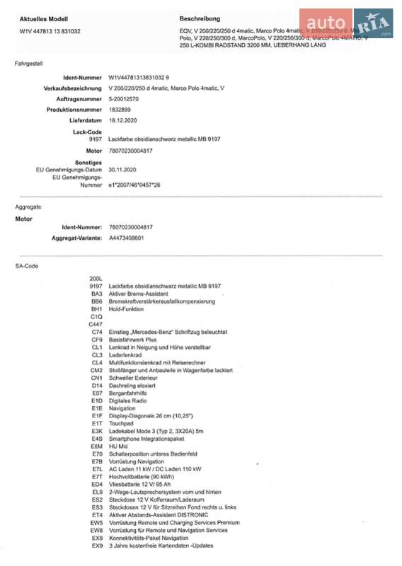Минивэн Mercedes-Benz EQV 2020 в Киеве