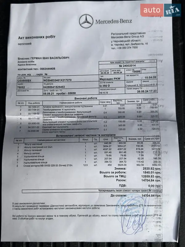 Внедорожник / Кроссовер Mercedes-Benz G-Class 2013 в Черновцах документ