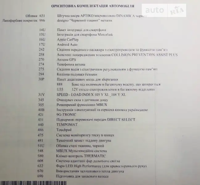 Внедорожник / Кроссовер Mercedes-Benz GLC-Class 2019 в Днепре документ