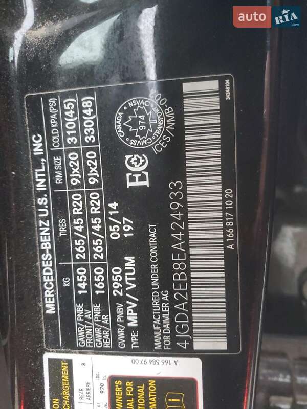 Внедорожник / Кроссовер Mercedes-Benz M-Class 2014 в Львове