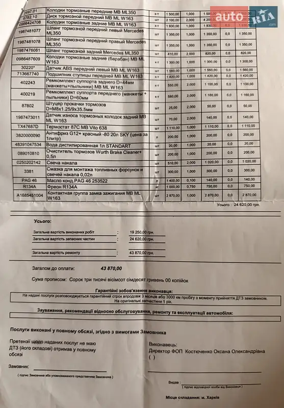 Внедорожник / Кроссовер Mercedes-Benz M-Class 2001 в Никополе документ
