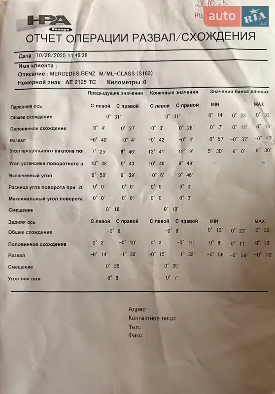 Внедорожник / Кроссовер Mercedes-Benz M-Class 2001 в Никополе документ