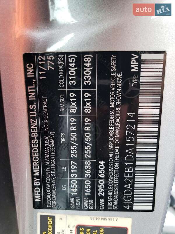 Внедорожник / Кроссовер Mercedes-Benz M-Class 2012 в Киеве фото 12 Внедорожник / Кроссовер Mercedes-Benz M-Class 2012 в Киеве