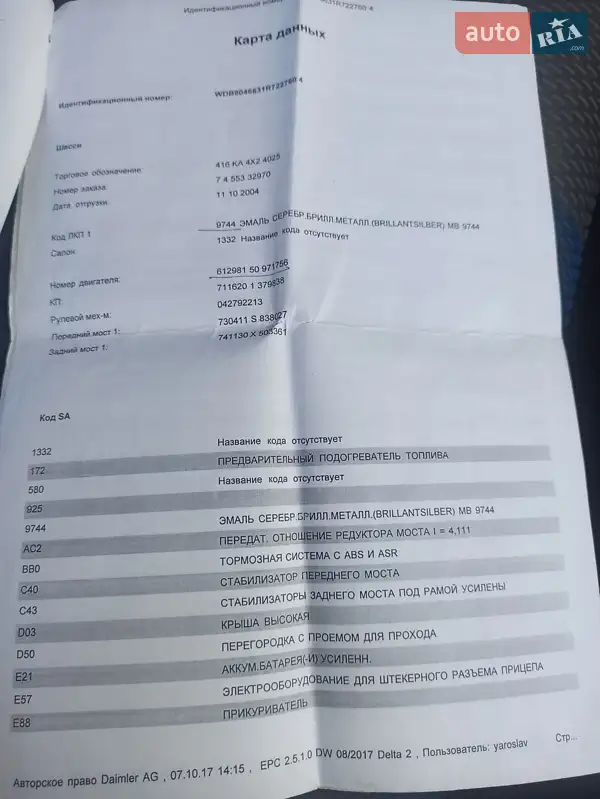 Вантажний фургон Mercedes-Benz Sprinter 2004 в Бершаді документ 3 фото Вантажний фургон Mercedes-Benz Sprinter 2004 в Бершаді документ