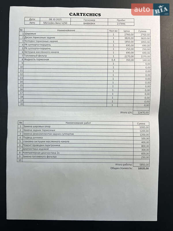 Мінівен Mercedes-Benz V-Class 2016 в Одесі