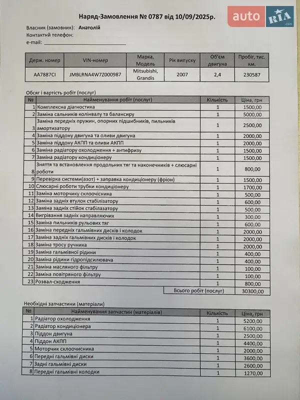 Мінівен Mitsubishi Grandis 2007 в Києві документ 3 фото Мінівен Mitsubishi Grandis 2007 в Києві документ