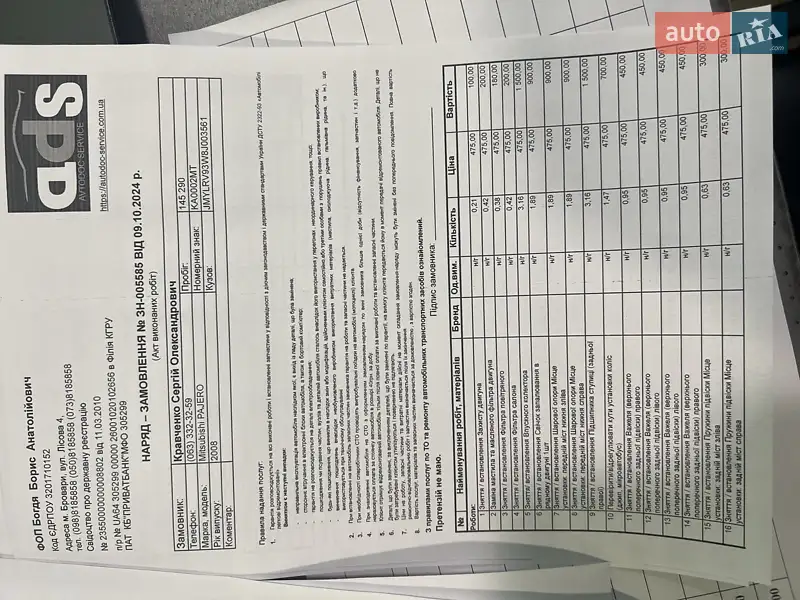 Внедорожник / Кроссовер Mitsubishi Pajero 2008 в Киеве документ