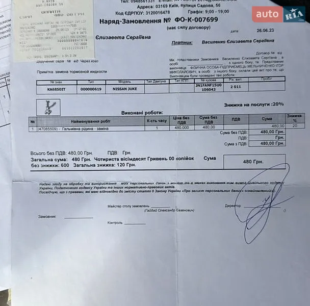 Внедорожник / Кроссовер Nissan Juke 2011 в Киеве документ