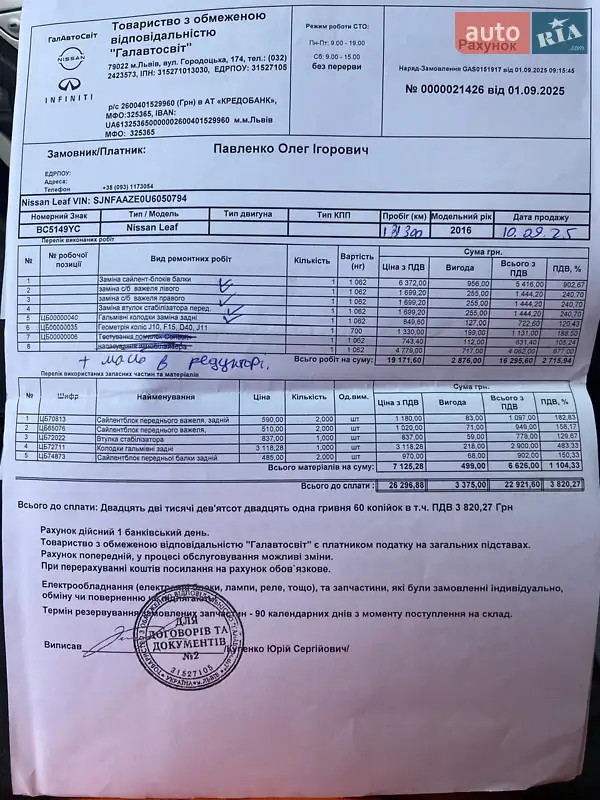 Хэтчбек Nissan Leaf 2016 в Львове документ 2 фото Хэтчбек Nissan Leaf 2016 в Львове документ