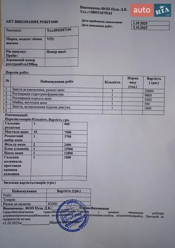 Позашляховик / Кросовер Nissan Murano 2011 в Чернігові документ 2 фото Позашляховик / Кросовер Nissan Murano 2011 в Чернігові документ